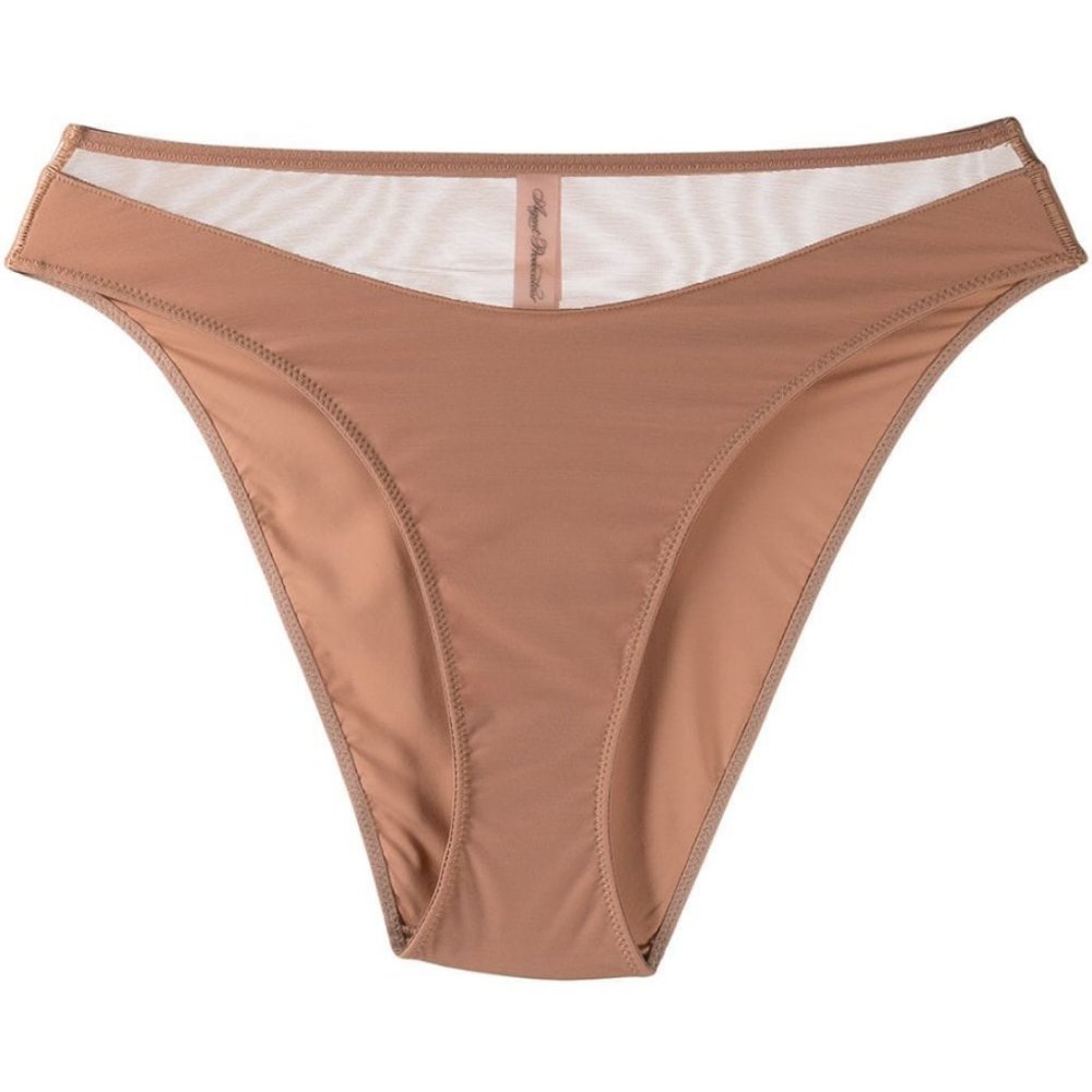 AGENT PROVOCATEUR Lucky high-leg mesh briefs in nude beige size 4 (US 12) NWT